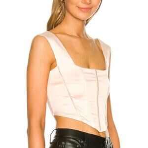 More to Come Melany Corset Top Blush Cream Satin Boned Sz M Crop‎